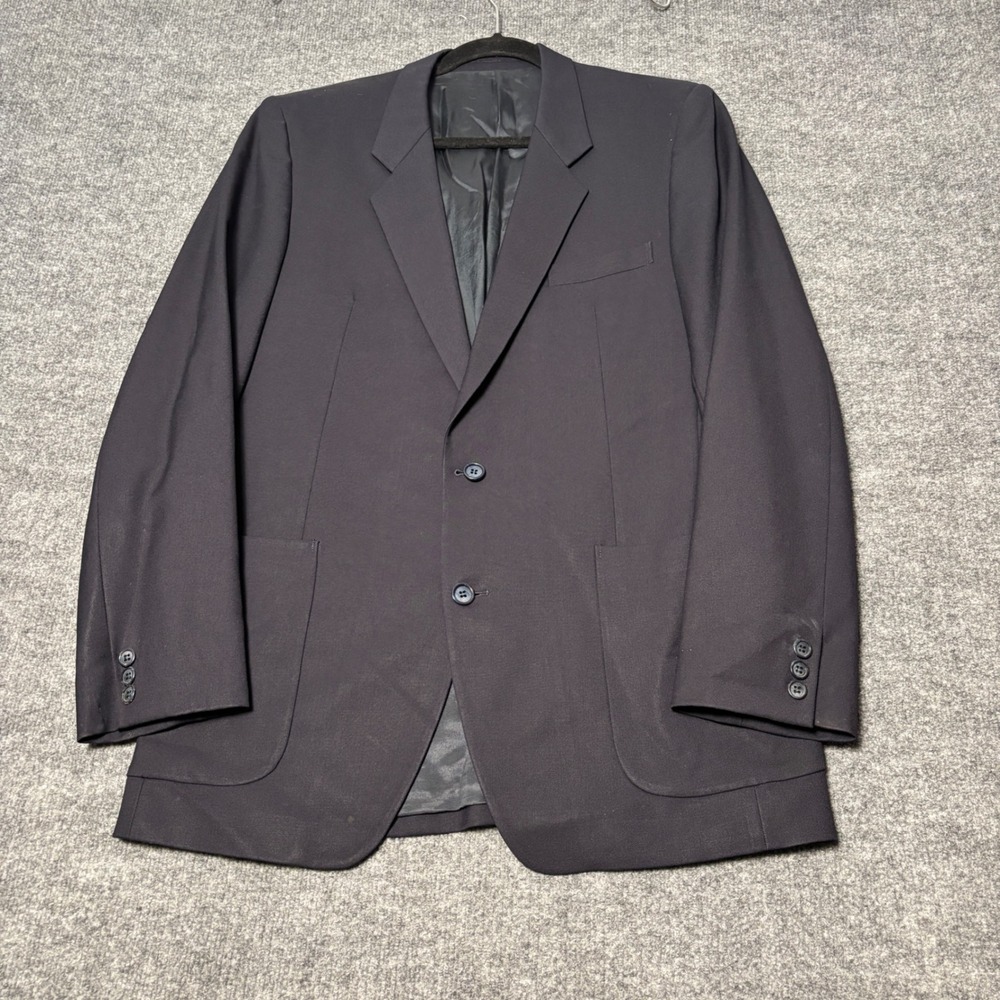 Jean-Paul Germain Sport Coat Mens 42R Black Two Button Solid‎ Made In France